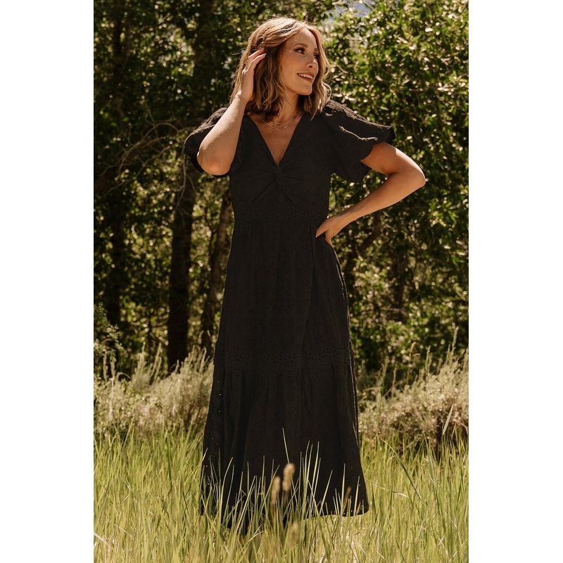 Jackie Eyelet Maxi Dress | Black