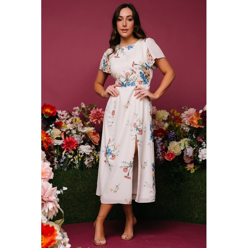 Kirsten Midi Dress | Cream Floral