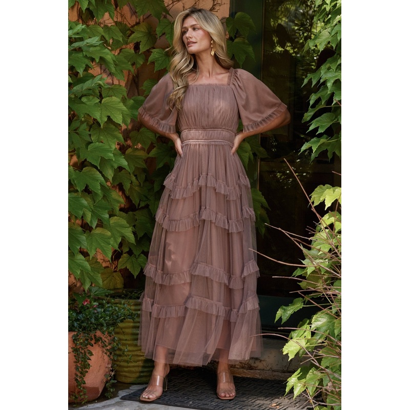 Magdalena Tulle Maxi Dress | Mink