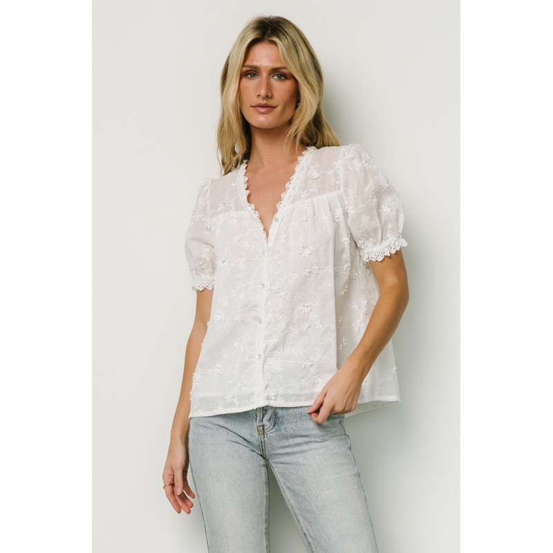Pauline Embossed Top | Off White
