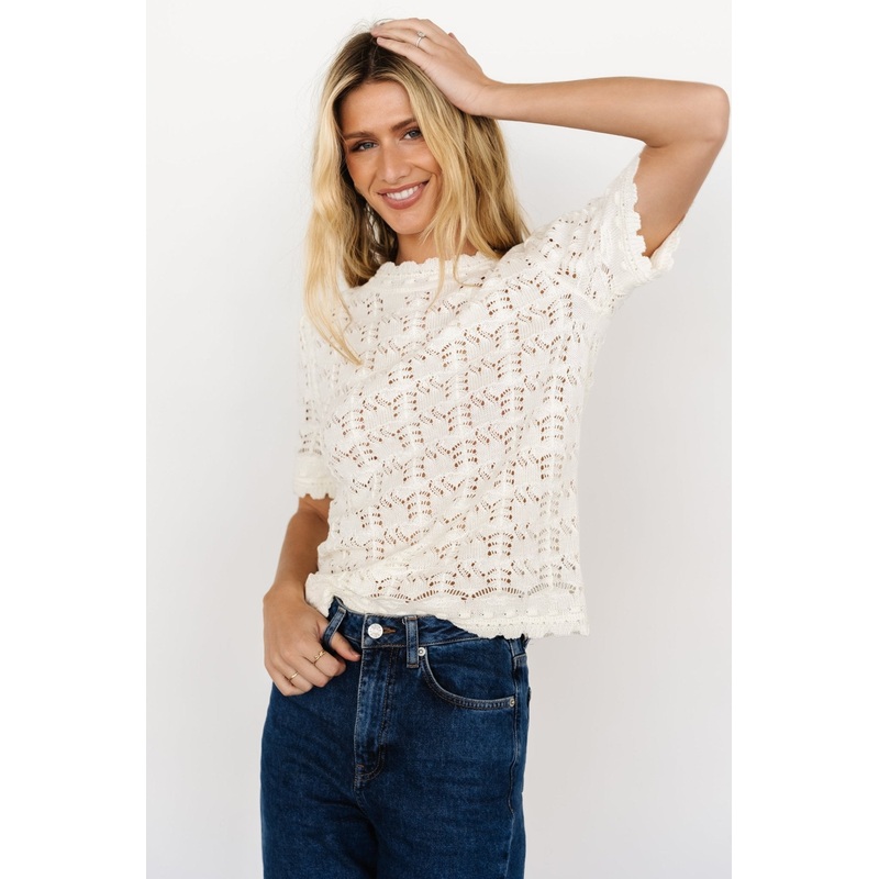 Serenity Knit Sweater Top | Cream