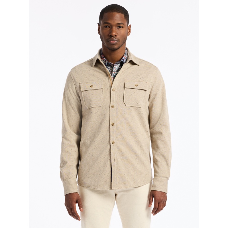 VIGANO LONG SLEEVE KNIT SHIRT|OATMEAL|XS|S|M|L|XL|2XL|3XL|4XL