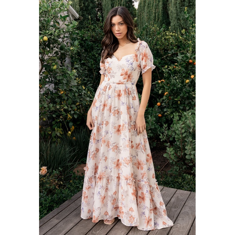 Aberdeen Sweetheart Maxi Dress | Cream Floral