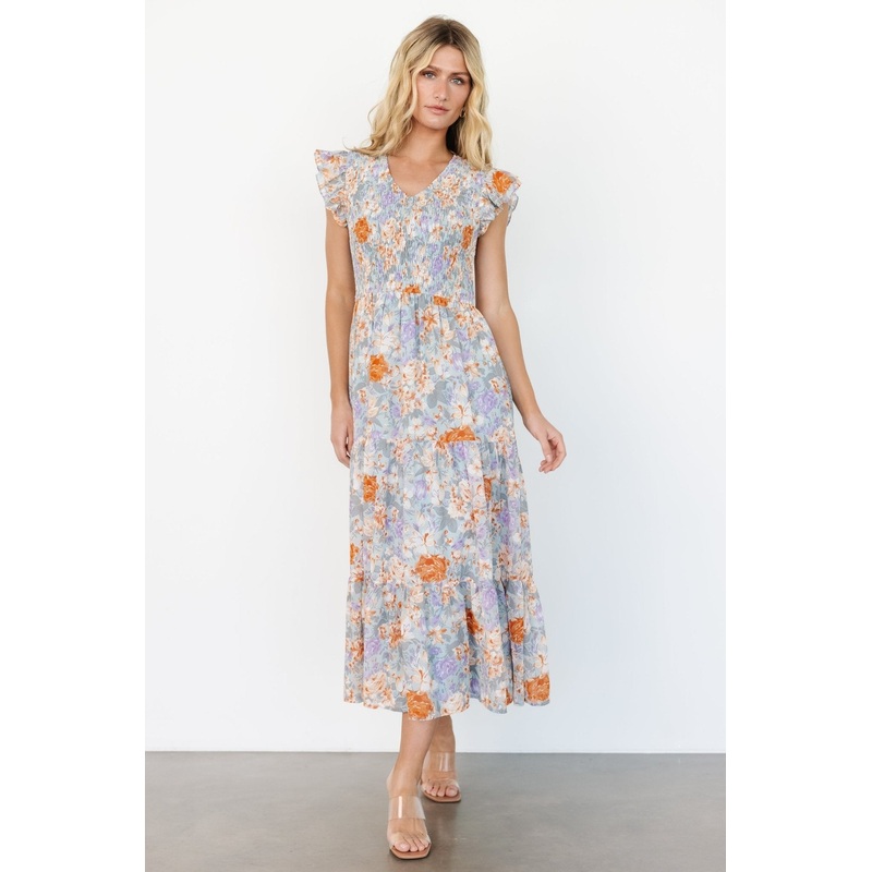Arla Smocked Maxi Dress | Light Blue Floral