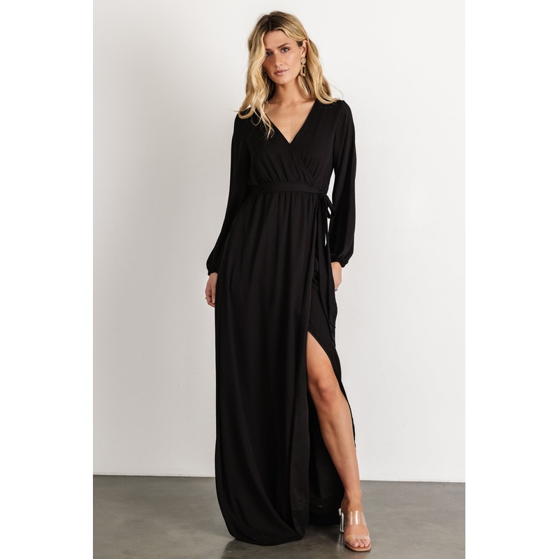Breanne Faux Wrap Maxi Dress | Black