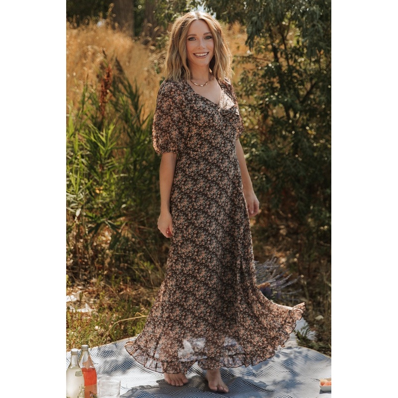 Camryn Maxi Dress | Brown Floral