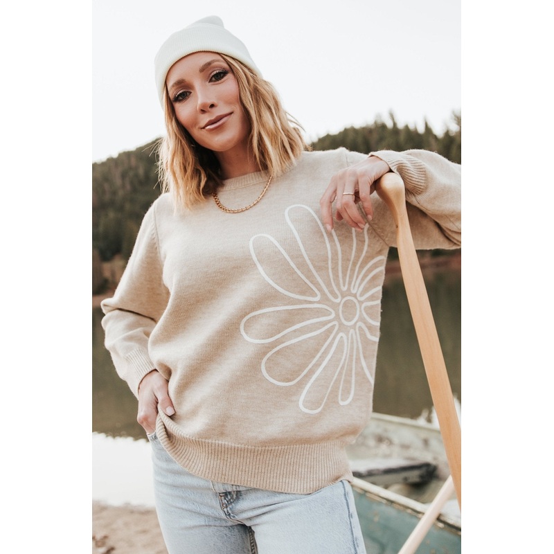 Cherish Flower Sweater | Natural
