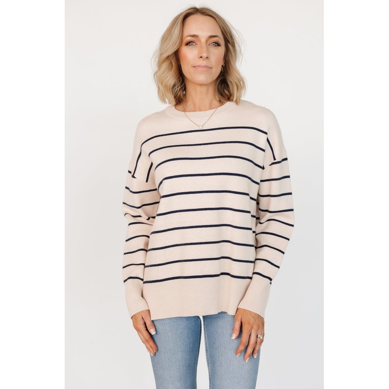 Colmar Striped Sweater | Cream + Navy