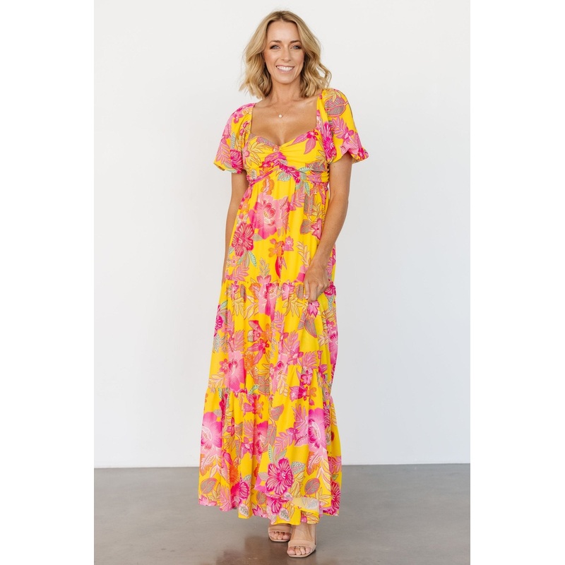 Darla Maxi Dress | Yellow + Pink Floral