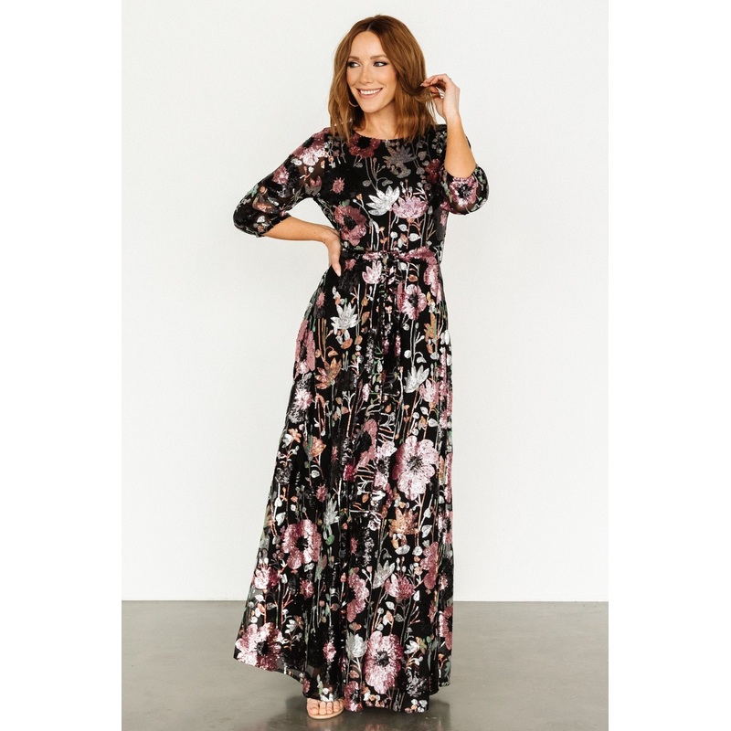 Destiny Sequin Maxi Dress | Black Multi