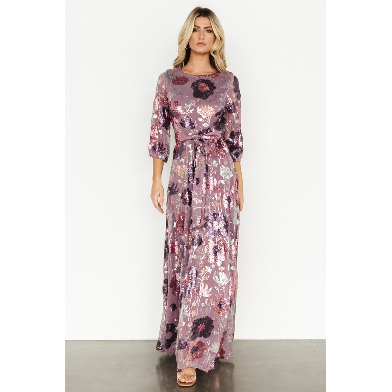 Destiny Sequin Maxi Dress | Lilac Floral