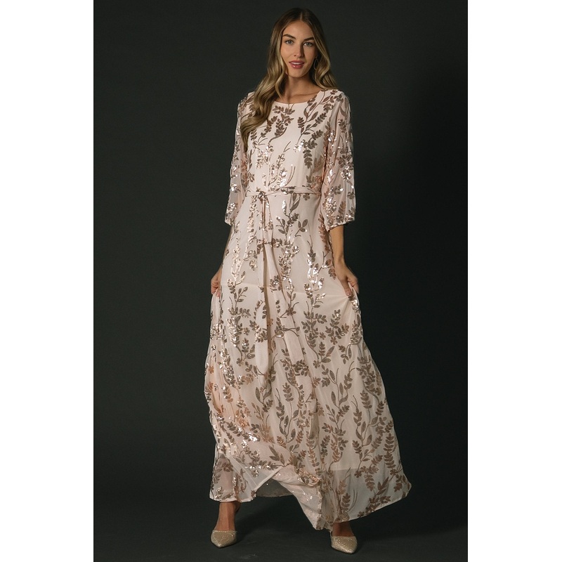 Destiny Sequin Maxi Dress | Rose Gold
