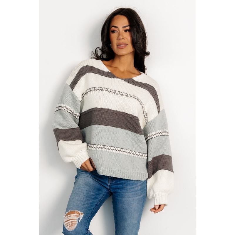 Glasgow Knit Sweater | Ivory Stripe