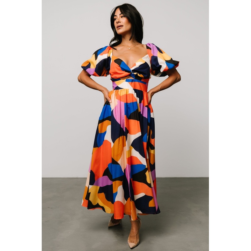 Lola Midi Dress | Rust + Navy Multi