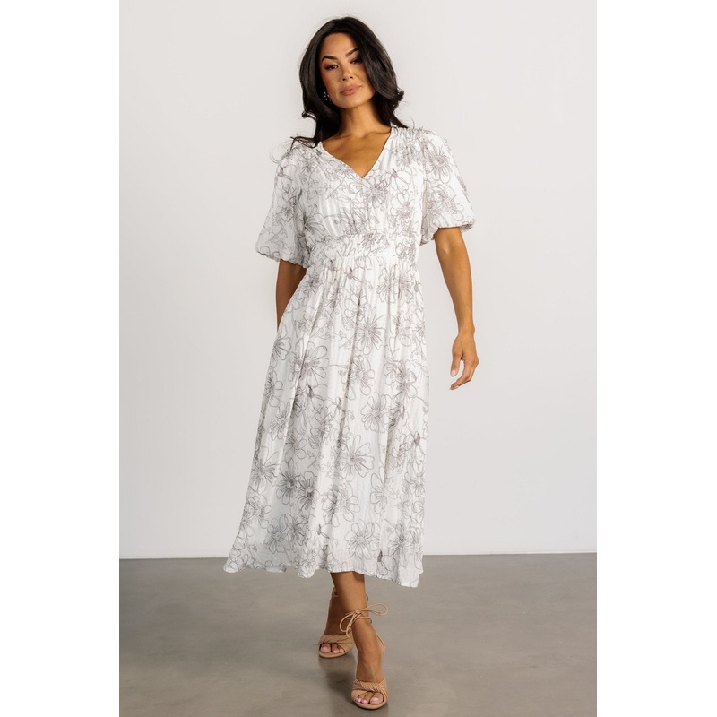 Makenna Midi Dress | Off White Print