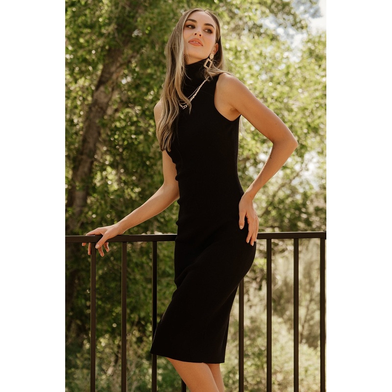 Melbourne Turtleneck Midi Dress | Black