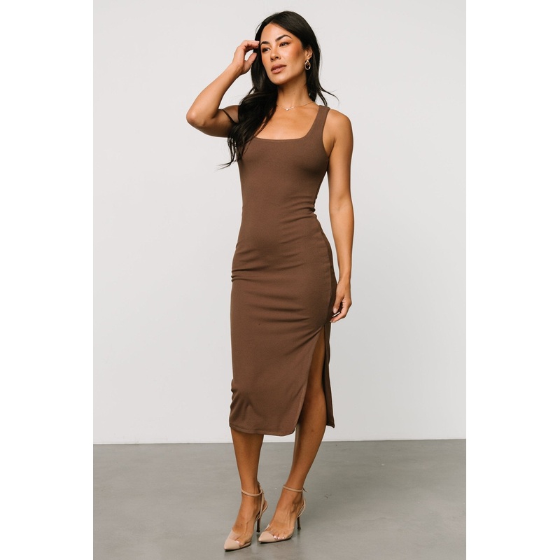 Moore Ribbed Tank Midi Dress | Coffee