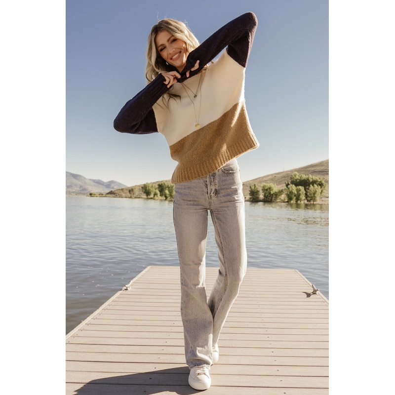 Randi Color Block Sweater | Cream + Navy