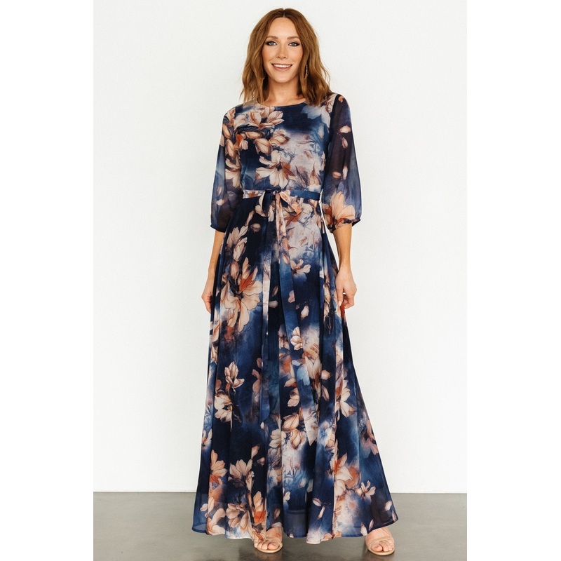 Rebecca Maxi Dress | Dark Blue Floral