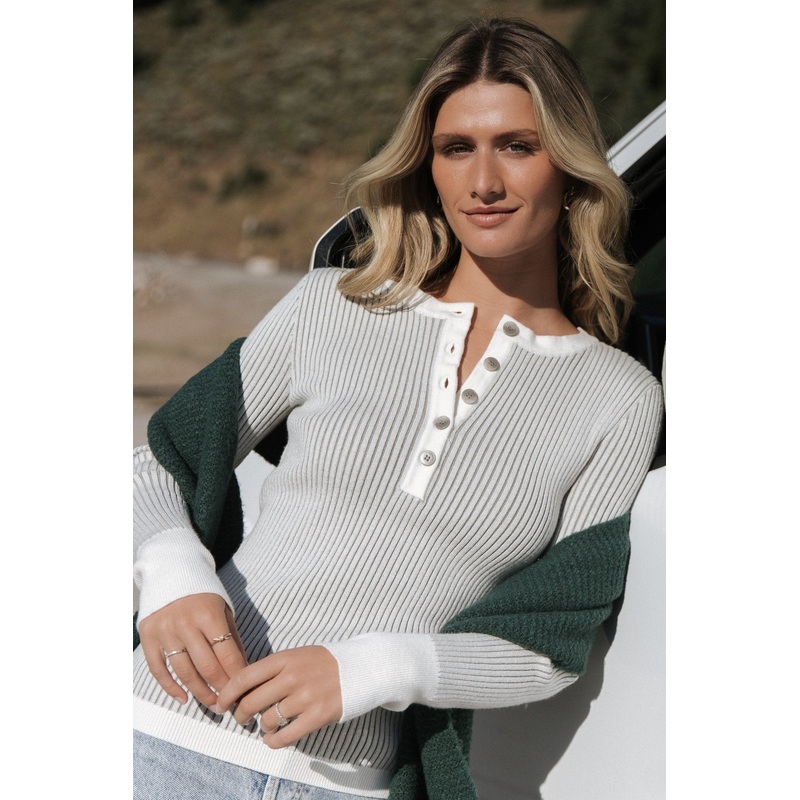 Stevie Ribbed Sweater | Gray|XS|S|M|L|XL|1XL|2XL|3XL