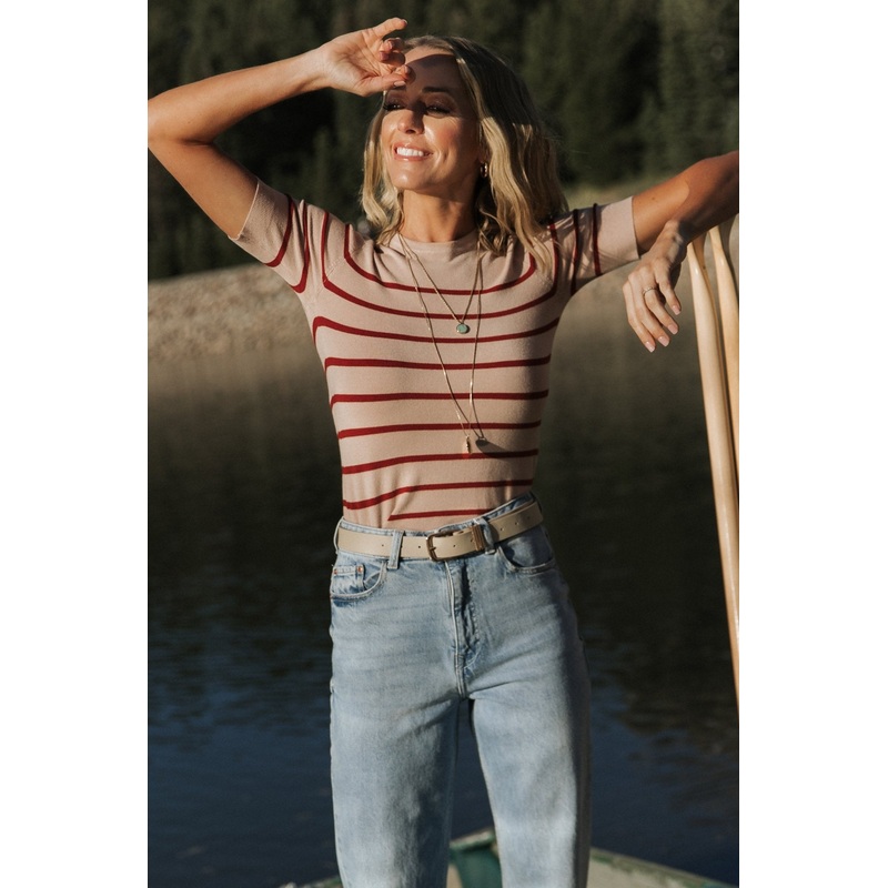 Alyson Knit Top | Oatmeal + Rust
