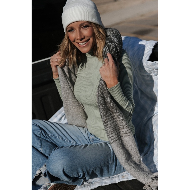 Ari Ribbed Long Sleeve Top | Sage