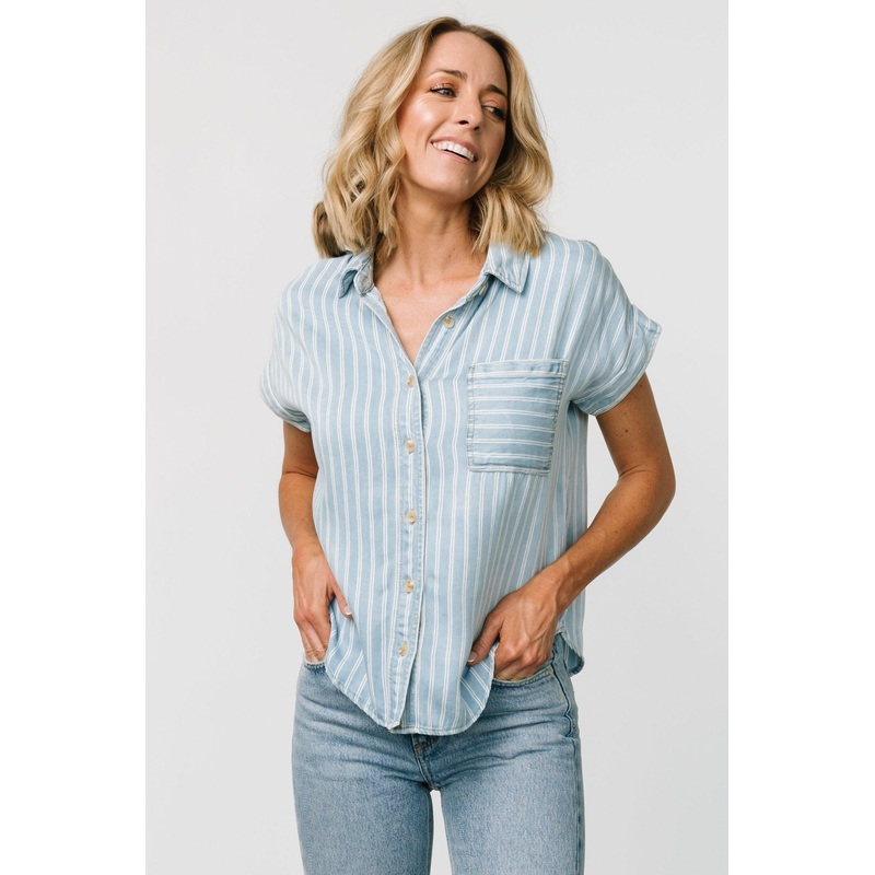 Berkley Striped Top | Denim Blue