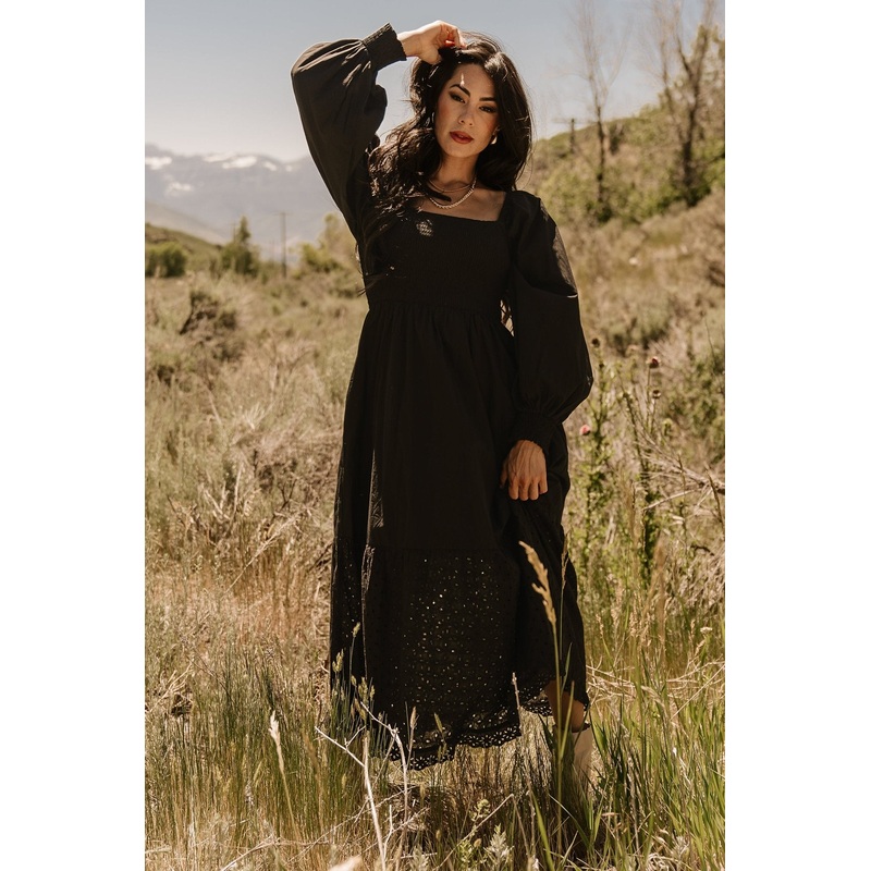 Chandler Eyelet Maxi Dress | Black