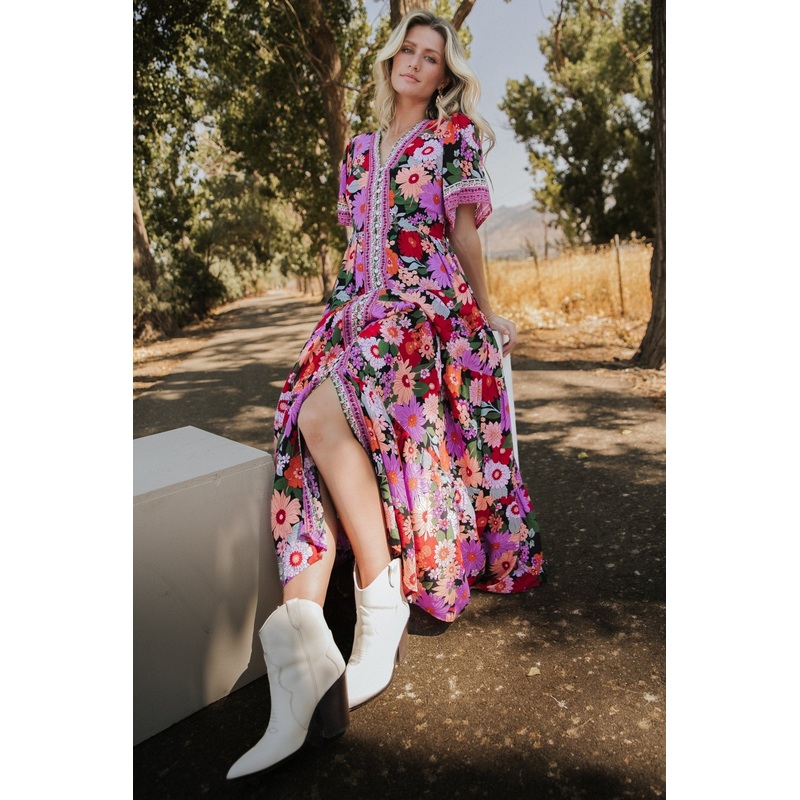 Cheryl Maxi Dress | Black Multi