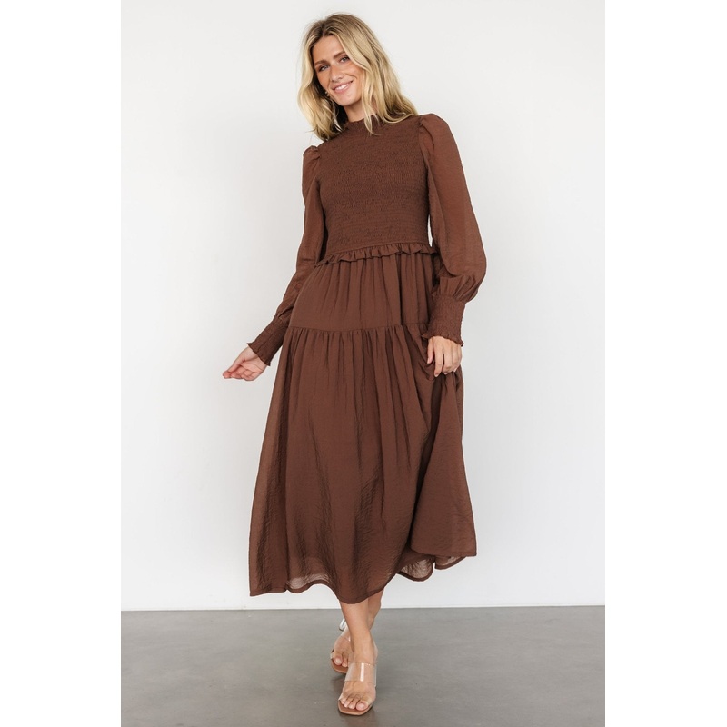 Daria Smocked Maxi Dress | Brown