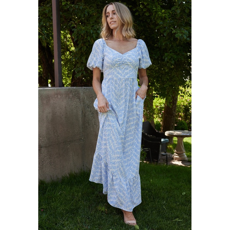 Durban Maxi Dress | Dusty Blue Print