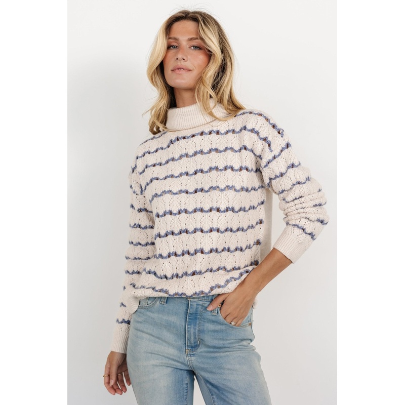 Hollis Knit Sweater | Ivory + Blue