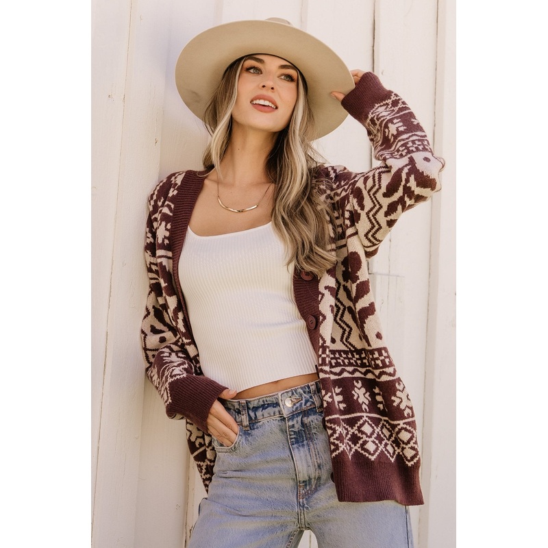 Jackson Oversized Cardigan | Dark Mocha Print