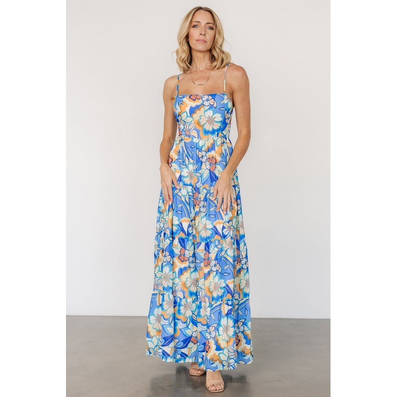 Jannica Tie Back Maxi Dress | Blue Multi