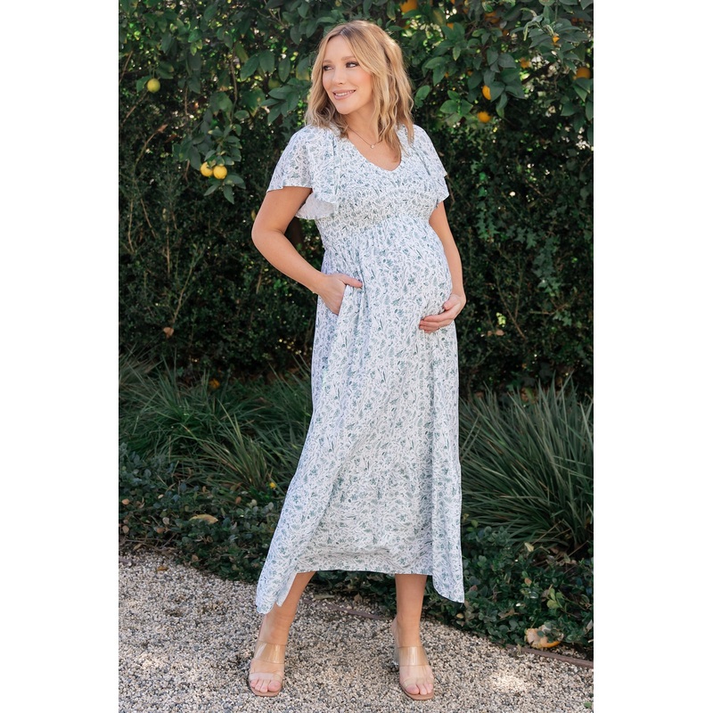 Joanie Smocked Dress | White + Sage