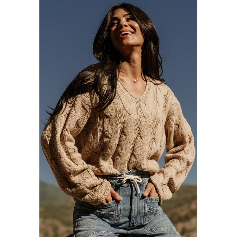 Jordan Cable Knit Sweater | Taupe