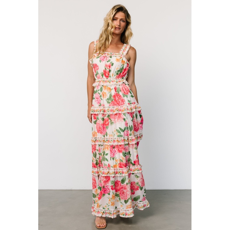 Julieta Tiered Maxi Dress | Off White Floral