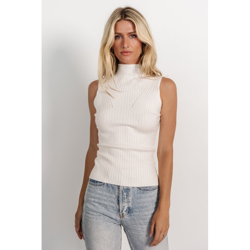Lia Ribbed Tank Top | Off White