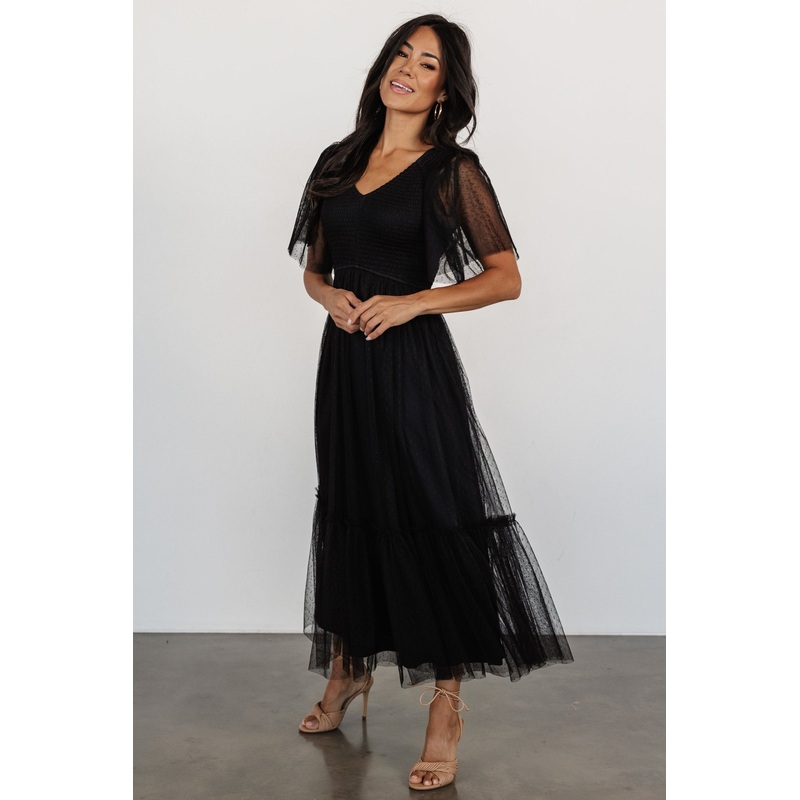Martha Smocked Tulle Dress | Black