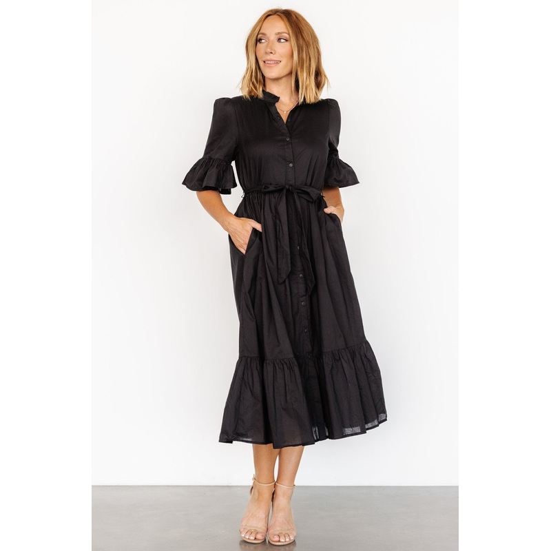 Mirielle Midi Dress | Black|XS|S|M|L|XL