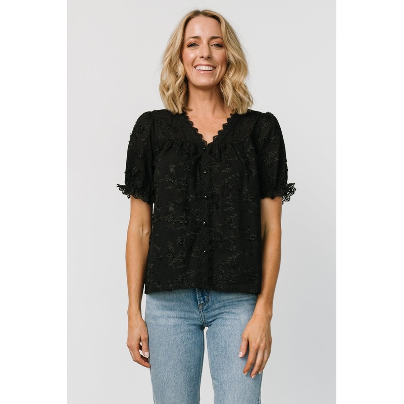 Pauline Embossed Top | Black|XS|S|M|L|XL|1XL|2XL|3XL