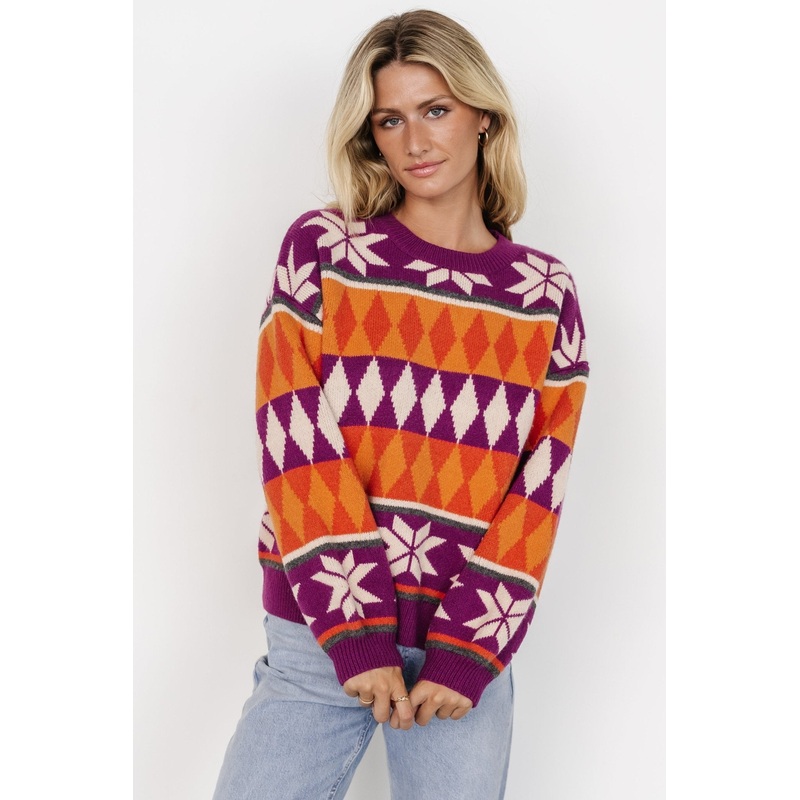 Zermatt Sweater | Magenta + Orange Print