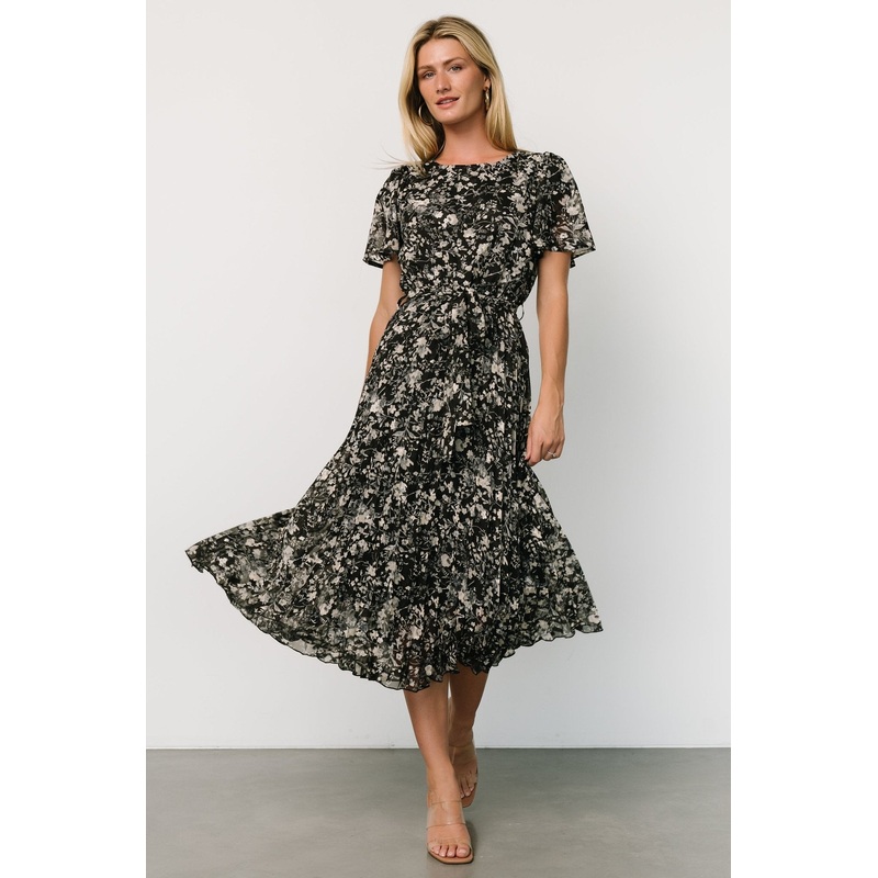 Alexandra Pleated Dress | Black + Slate