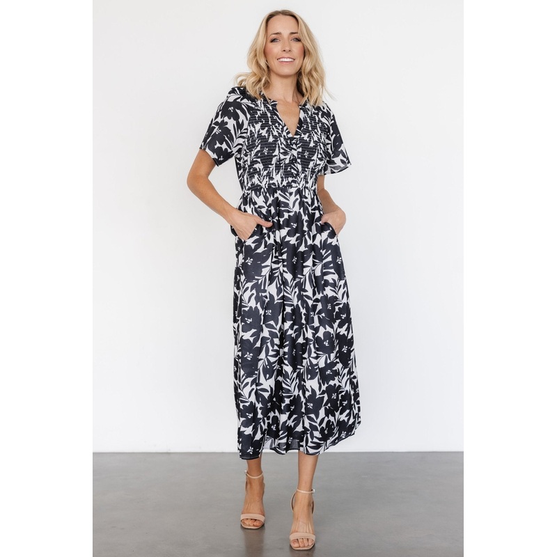 Annise Midi Dress | Black Floral