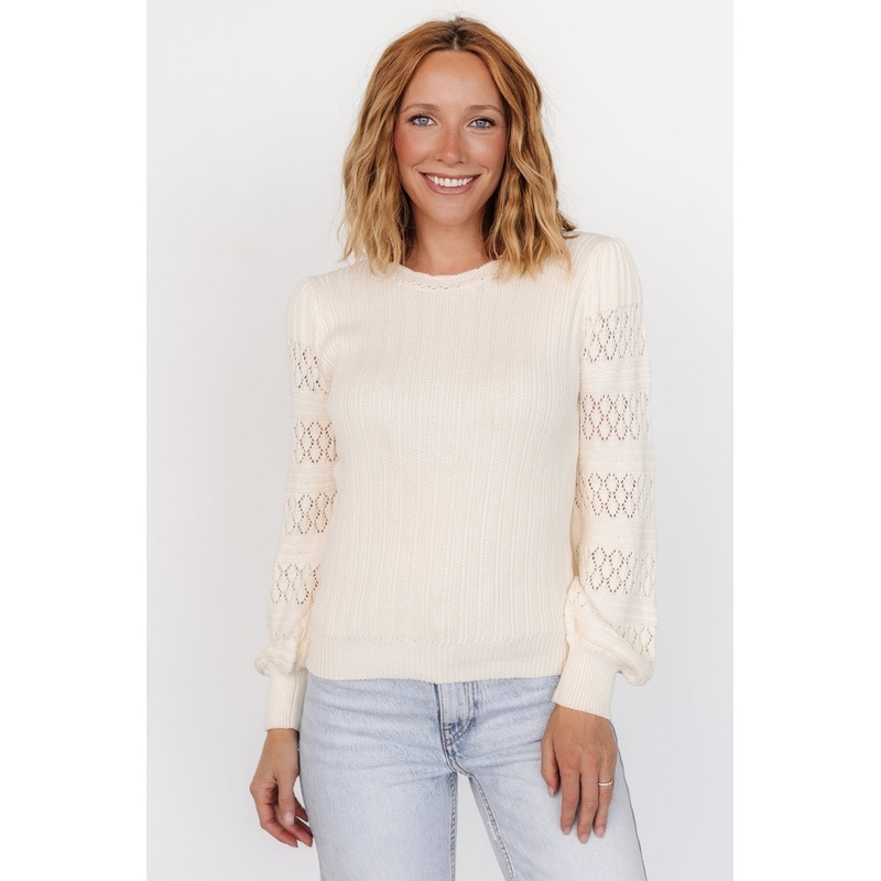 April Knit Sweater | Cream|S|M|L|XL|1XL|2XL|3XL