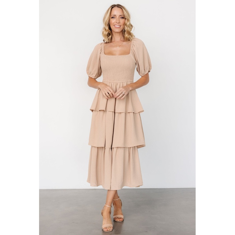 Ashbourne Tiered Dress | Taupe