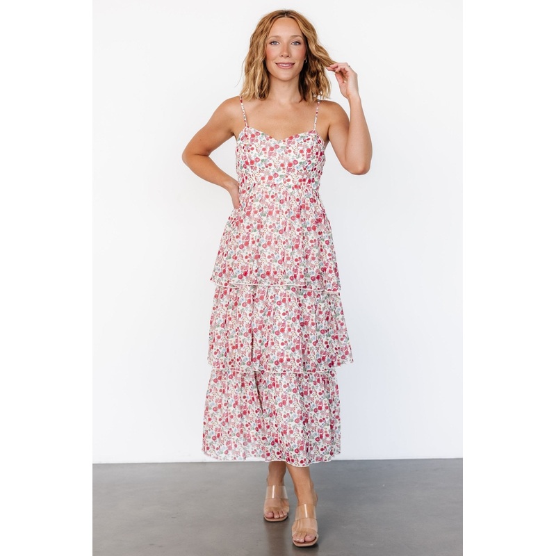 Caprice Tiered Dress | Cream Multi Floral