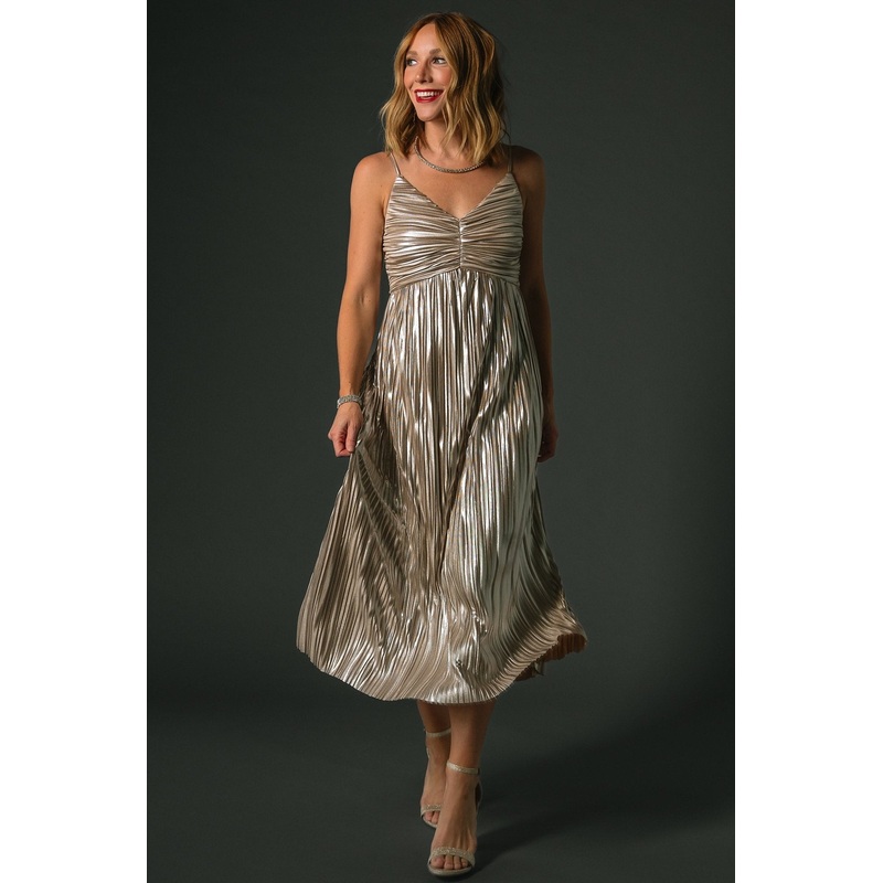 Cecilia Pleated Dress | Champagne
