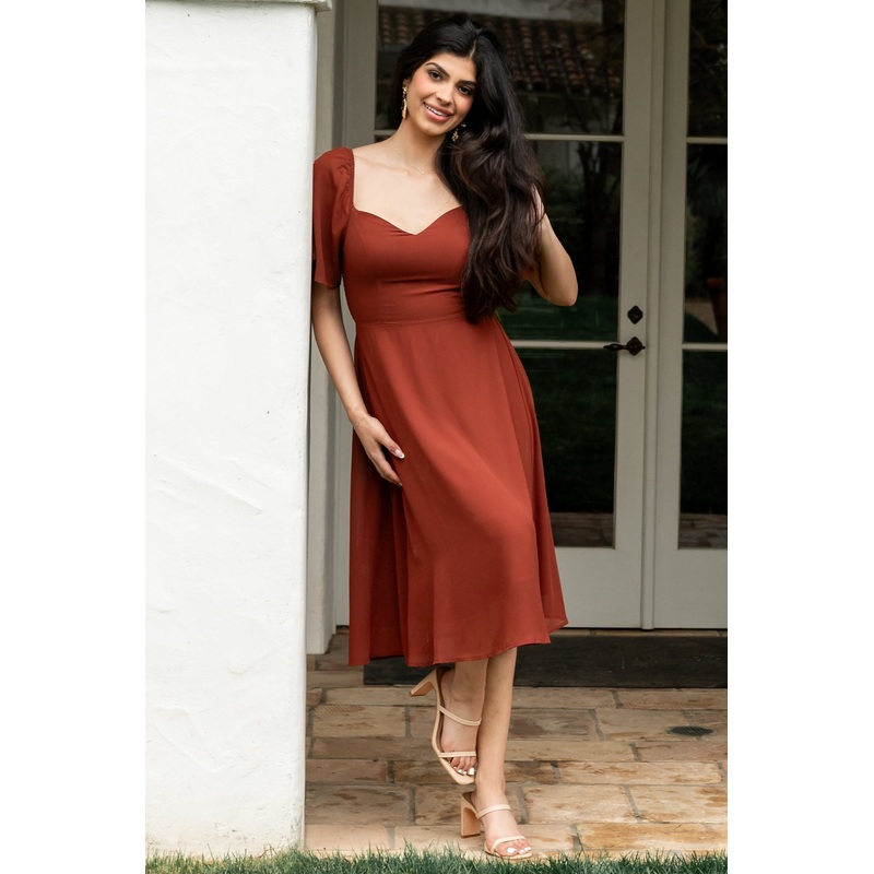 Colette Sweetheart Midi Dress | Cinnamon
