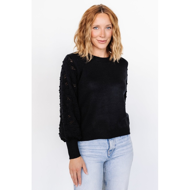 Devri Pointelle Sweater | Black
